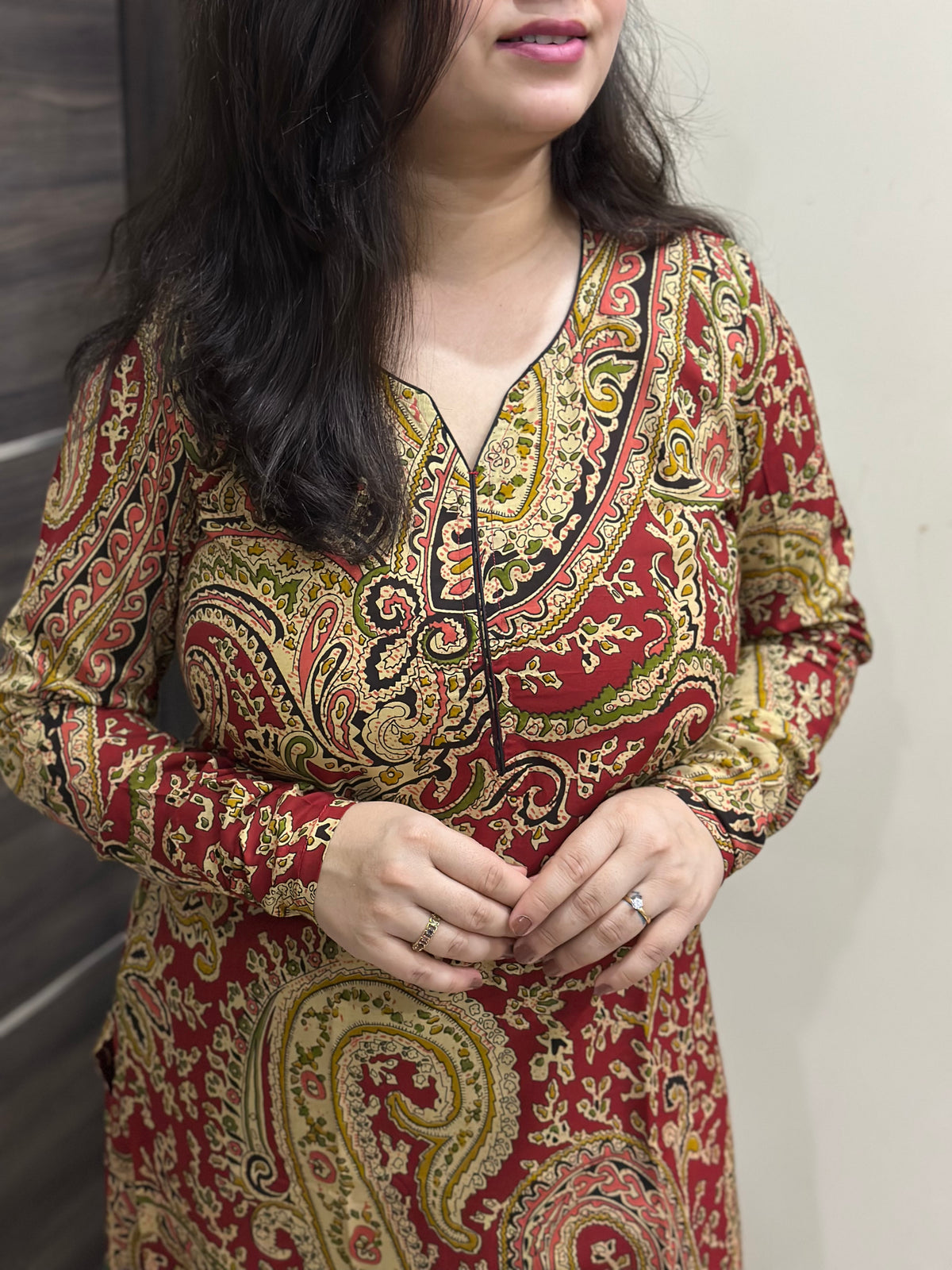Madhubani pure cotton kurti for women red