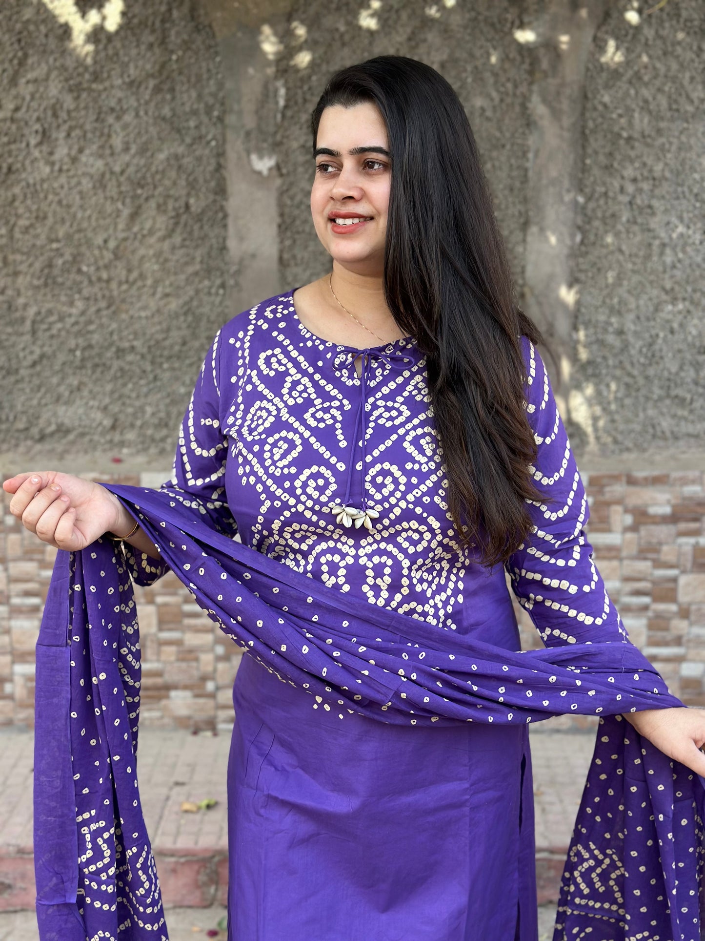 Amayra Cotton Kurta Embroidery Work Kurti Pant And Dupatta -purple