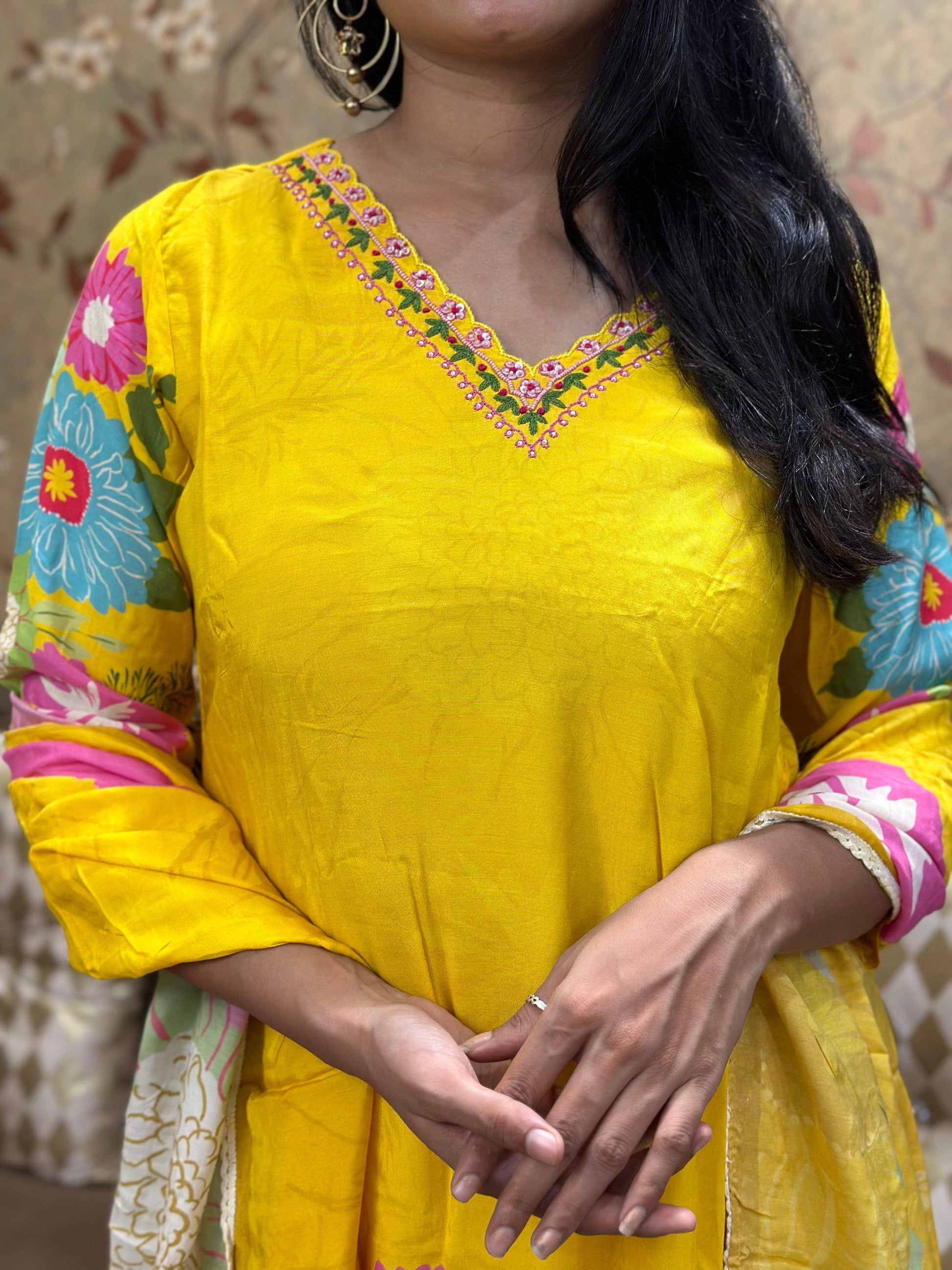 Modal Silk Suit Set - Vijay Laxmi