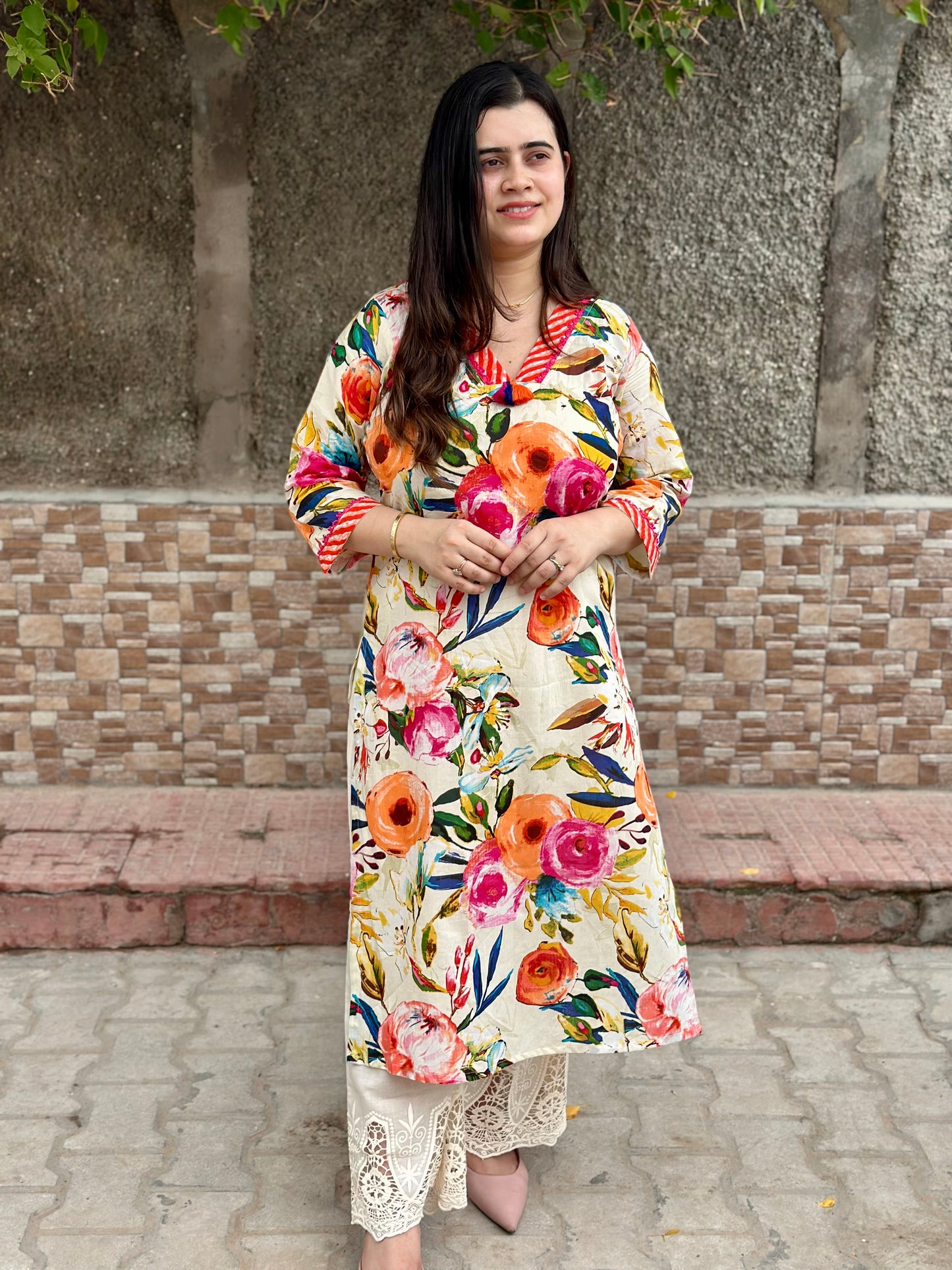 Breathable & Stylish Floral Cotton Kurti