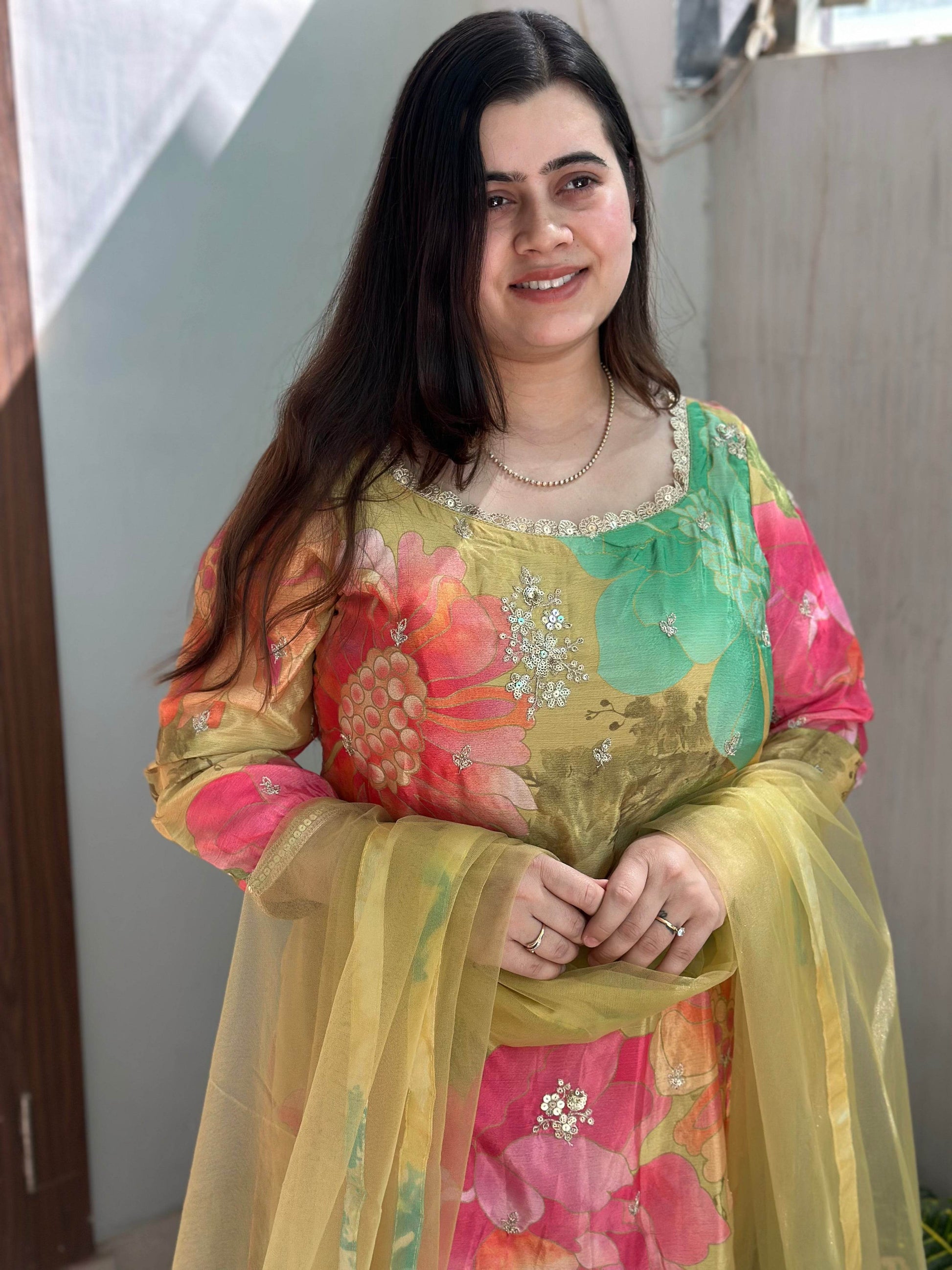 Chinon silk sharara suit - Vijay Laxmi