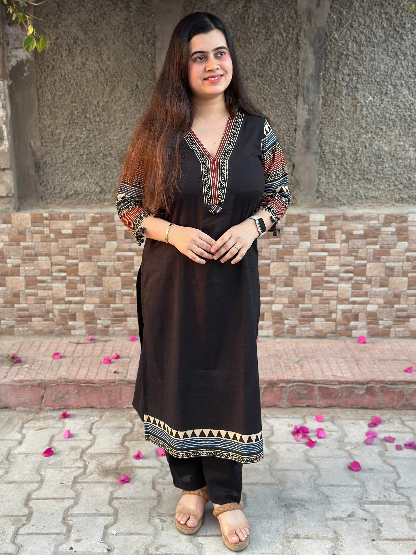 Airy Cotton Kurti for women black - Vijay Laxmi