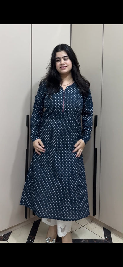 Rangrez pure cotton kurti for women blue