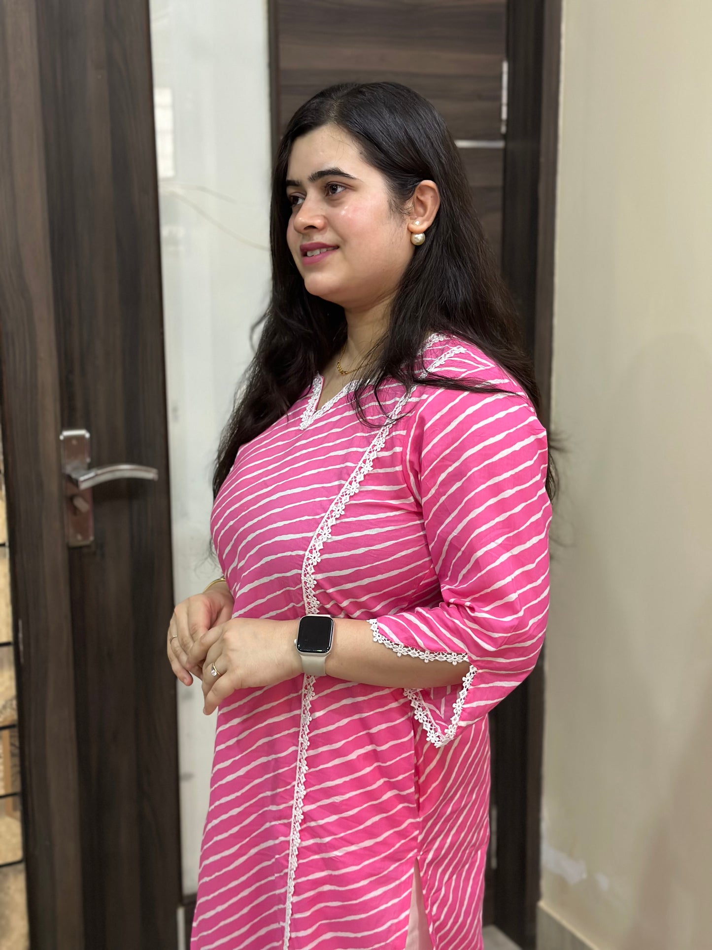 Noor Leheriya cotton Kurta & Pant Pink