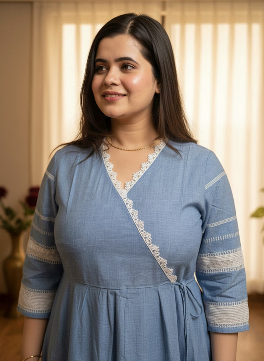 Denim Cotton Anarkali Suit For Women