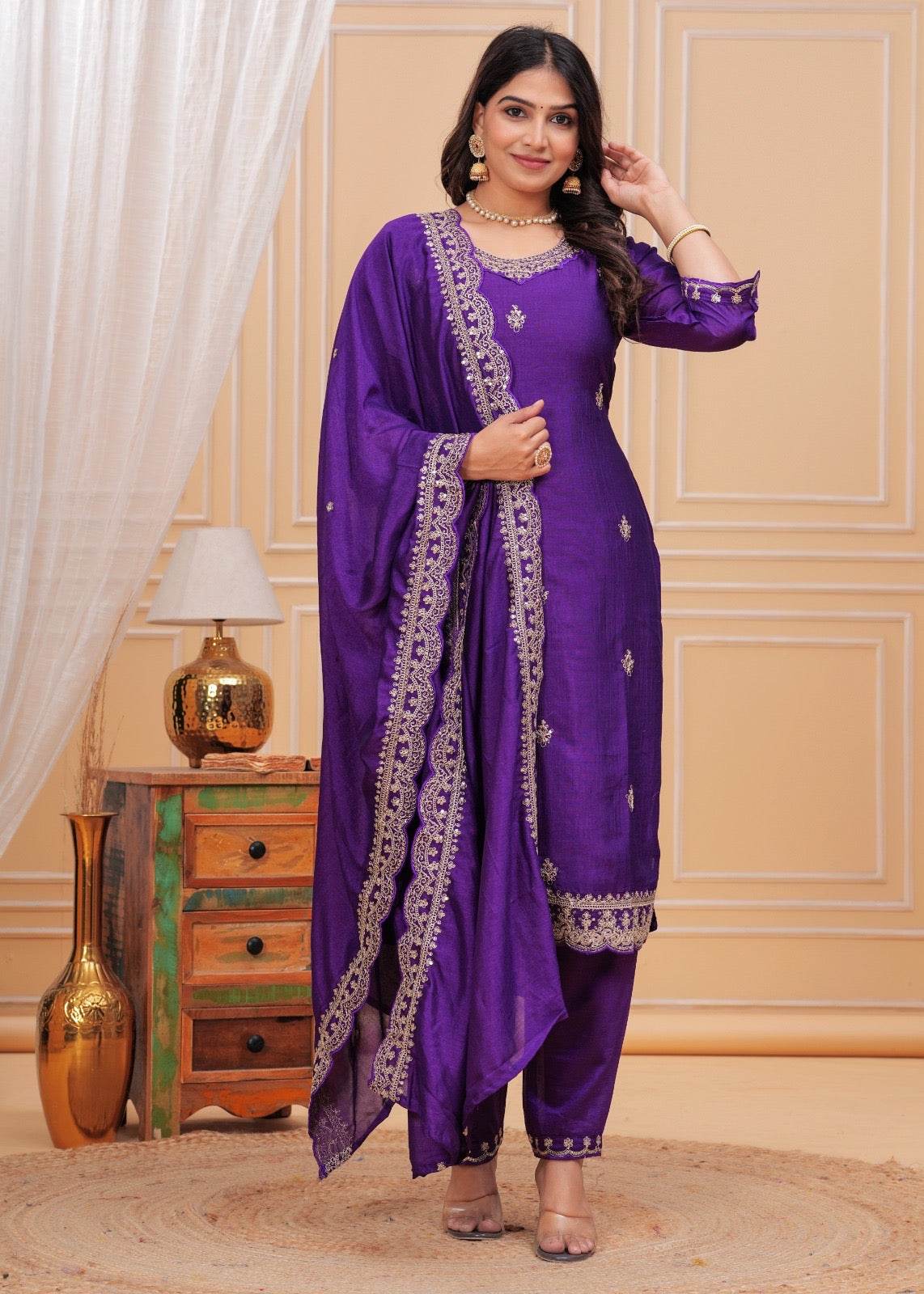 Maharani Dola Silk Suit - Vijay Laxmi
