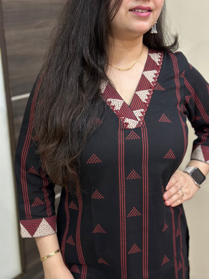 Noor Ajrakh cotton Kurta & Pant Black