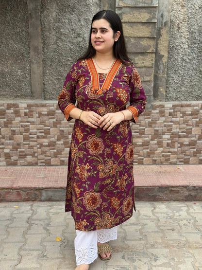 Airy Cotton Kurti for women floral - Vijay Laxmi