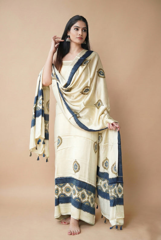 Modal Silk Ajrakh 2 Piece Unstitched Suit