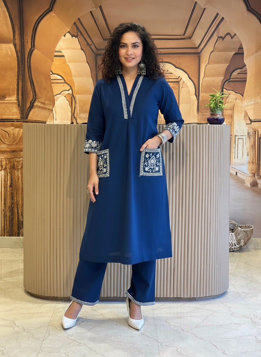 Amayra Cotton Flex Blue kurta Set