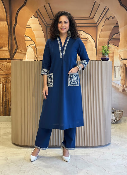 Amayra Cotton Flex Blue kurta Set