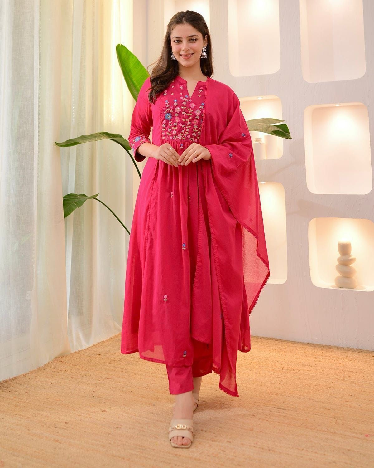 Amayra Cotton Threadwork Pant Dupatta Set – Thread & Lacework