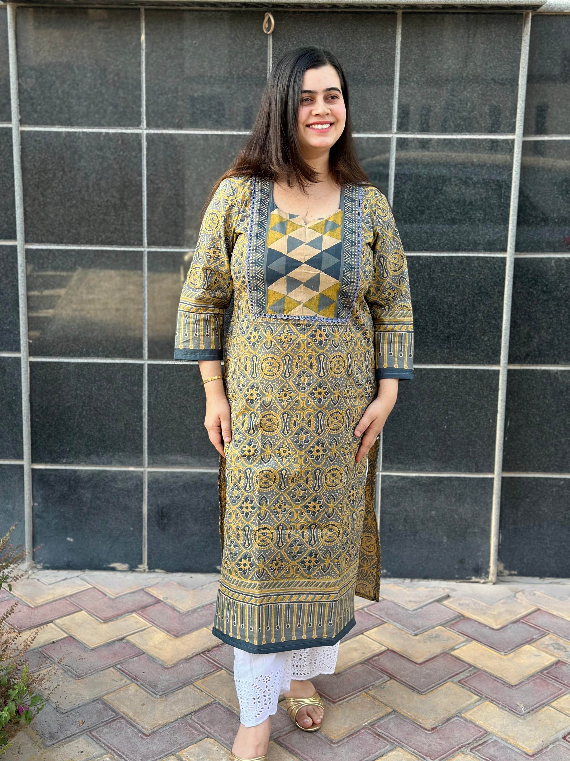 Airy Bagru Cotton Kurti for women - Vijay Laxmi