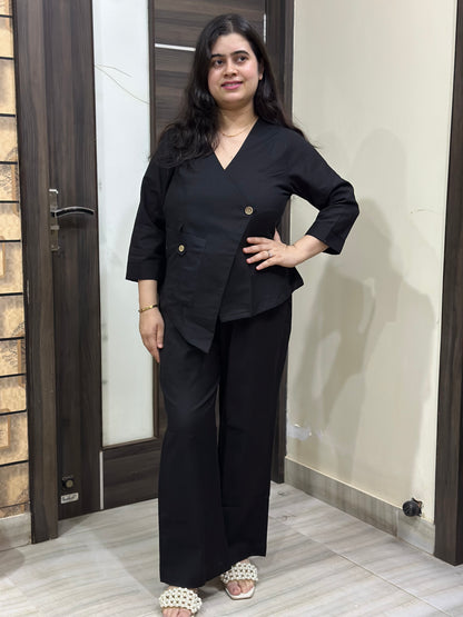 Ruhani Cotton cord set for women black