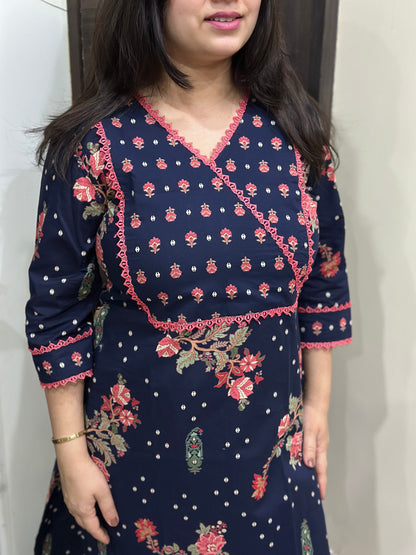 Madhubani Cotton kurta set for women blue
