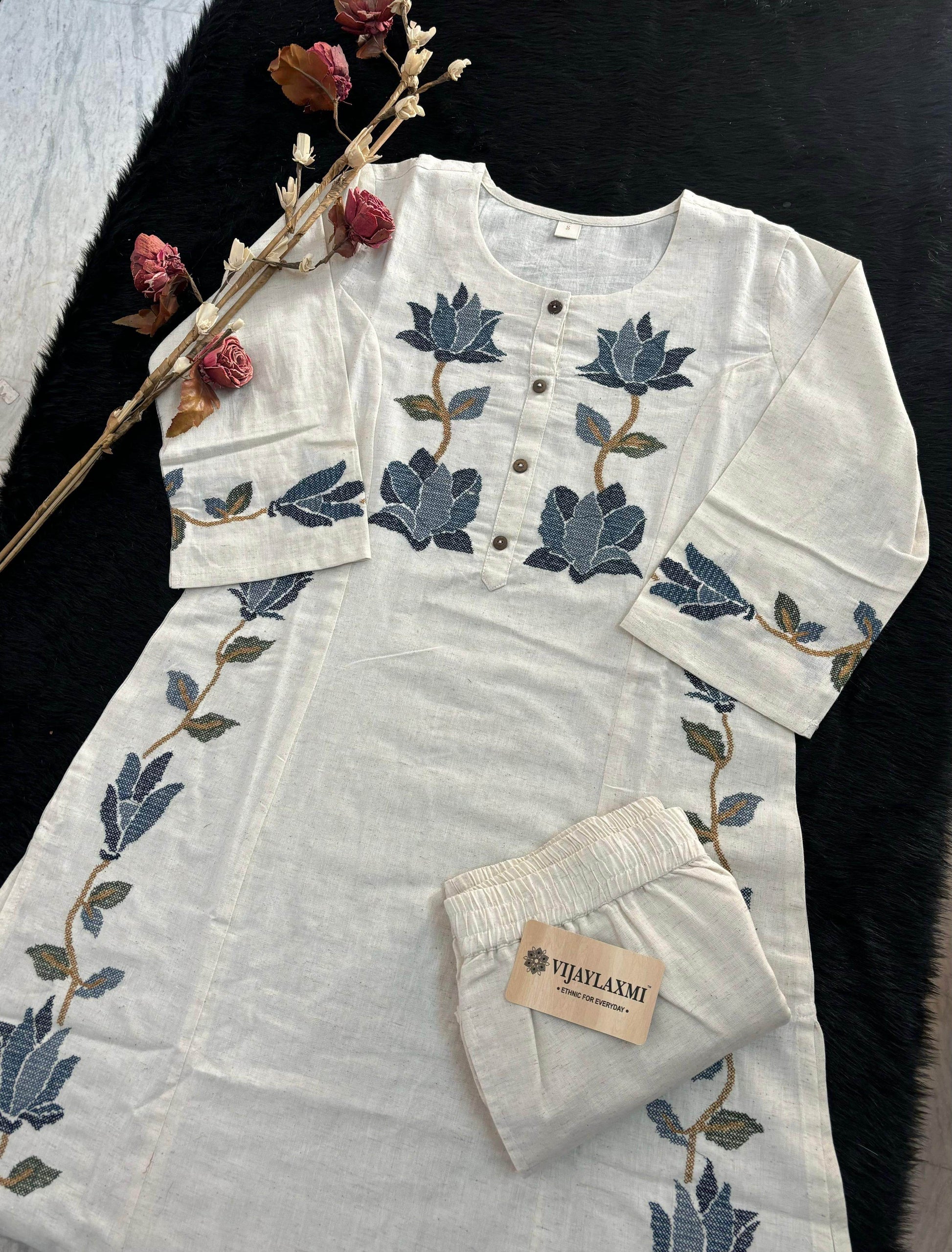 Pure cotton kurta set with pants - Vijay Laxmi