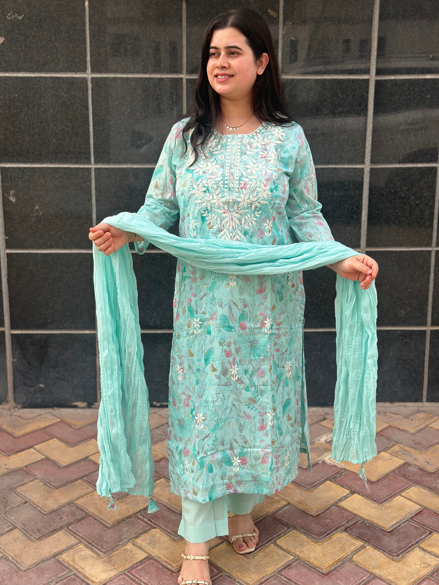 Jasmine Cotton kurta Set with dupatta