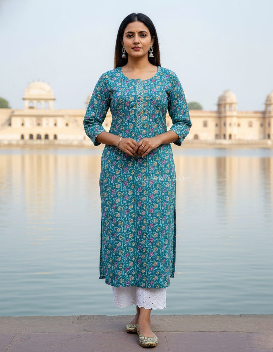 Sky multi print kurti