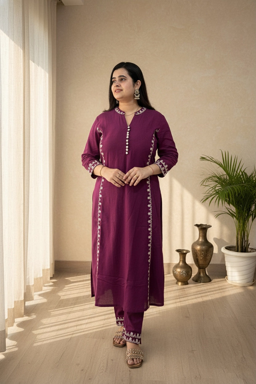 Cotton kurta set with pants