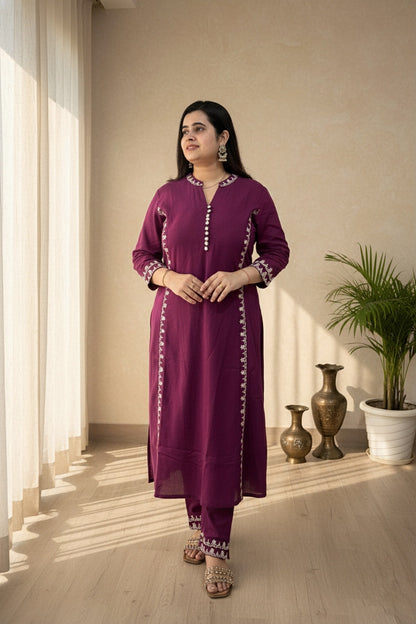 Cotton kurta set with pants