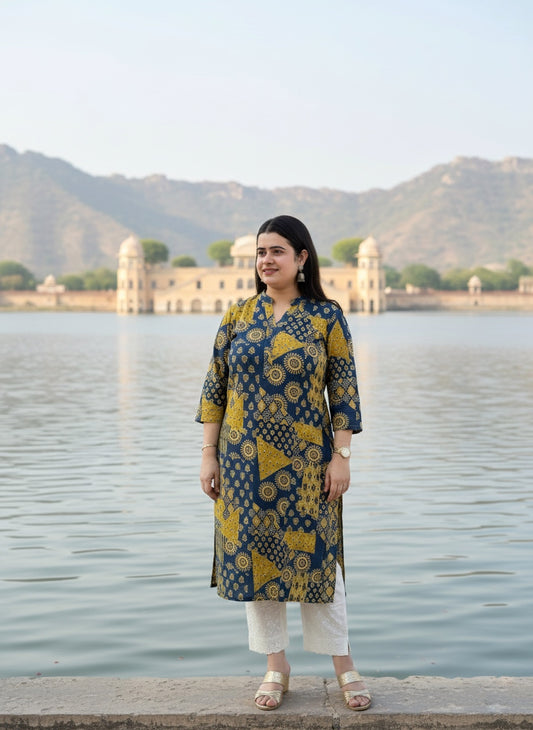 Kalamkari Charm- Handcrafted Heritage Cotton Kurti