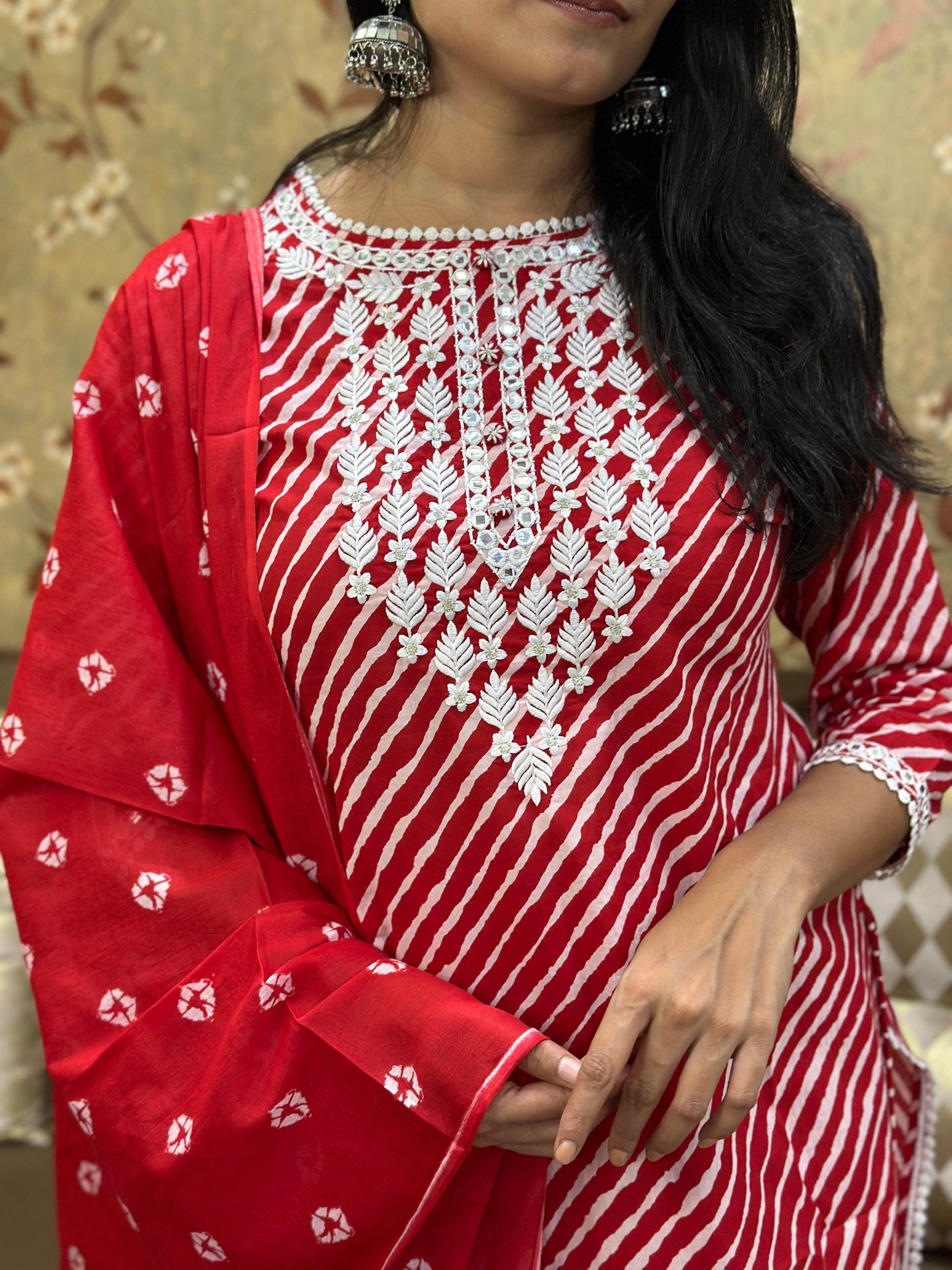 Premium Cotton Suit For Women RED - Vijay Laxmi