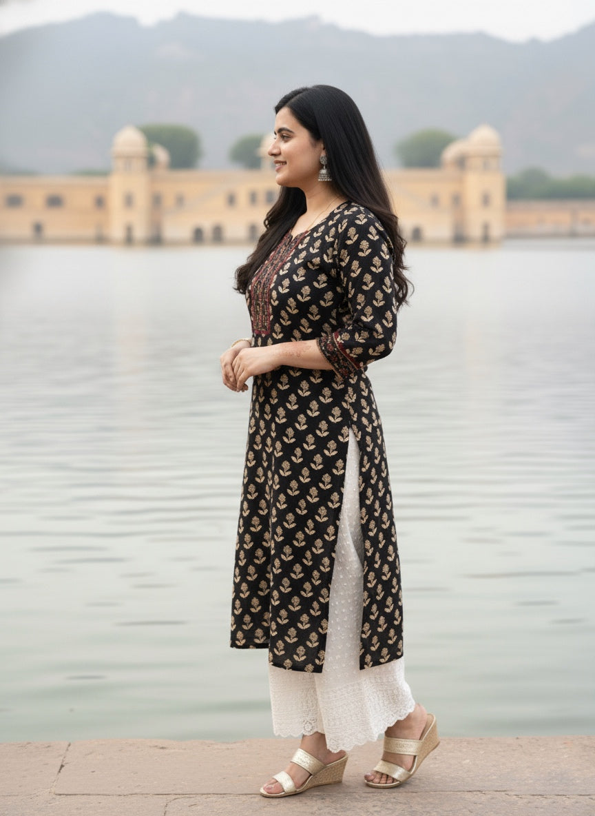Airy cotton Dabu kurti for women
