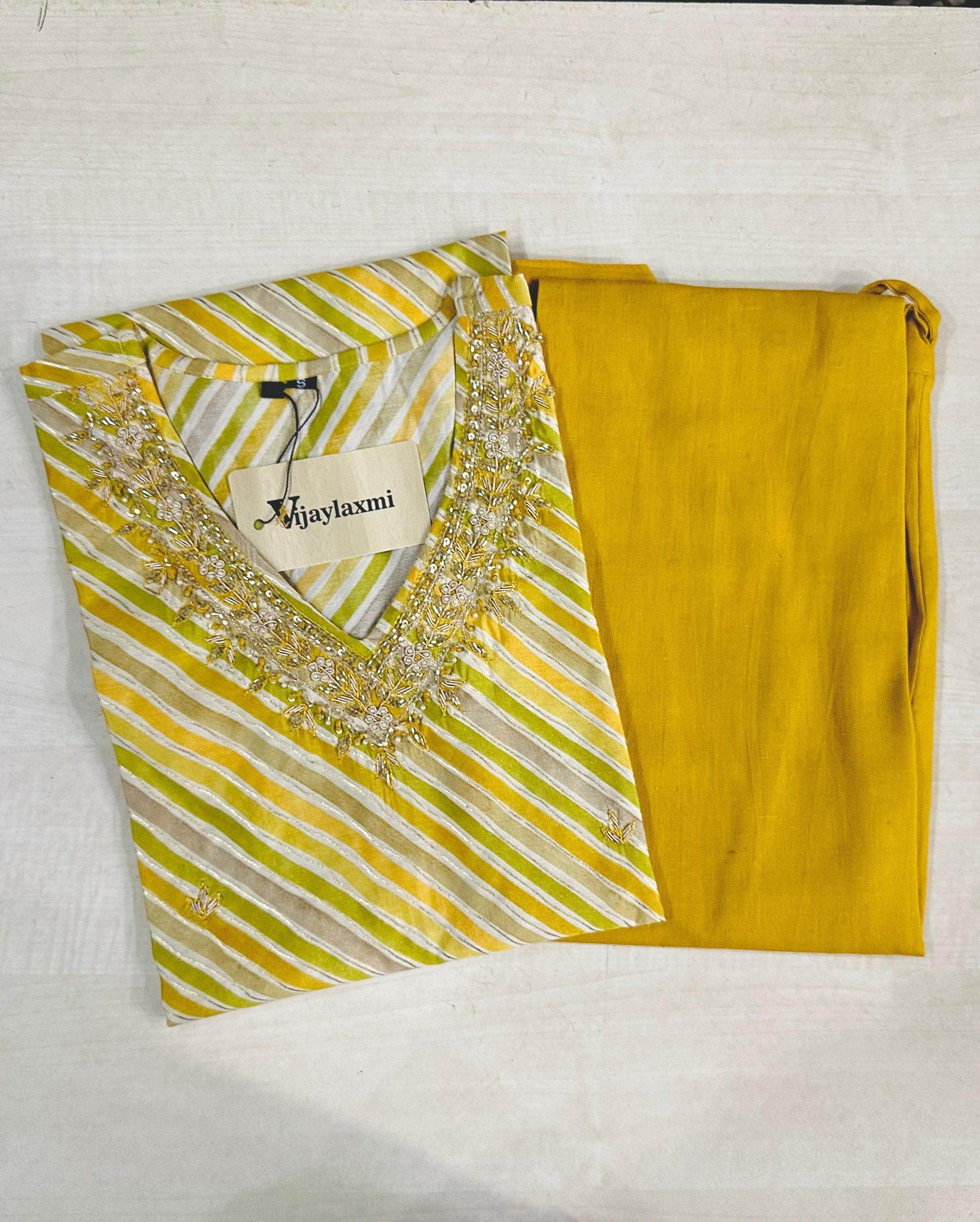 Muslin Silk lehariya Suit Set - Vijay Laxmi