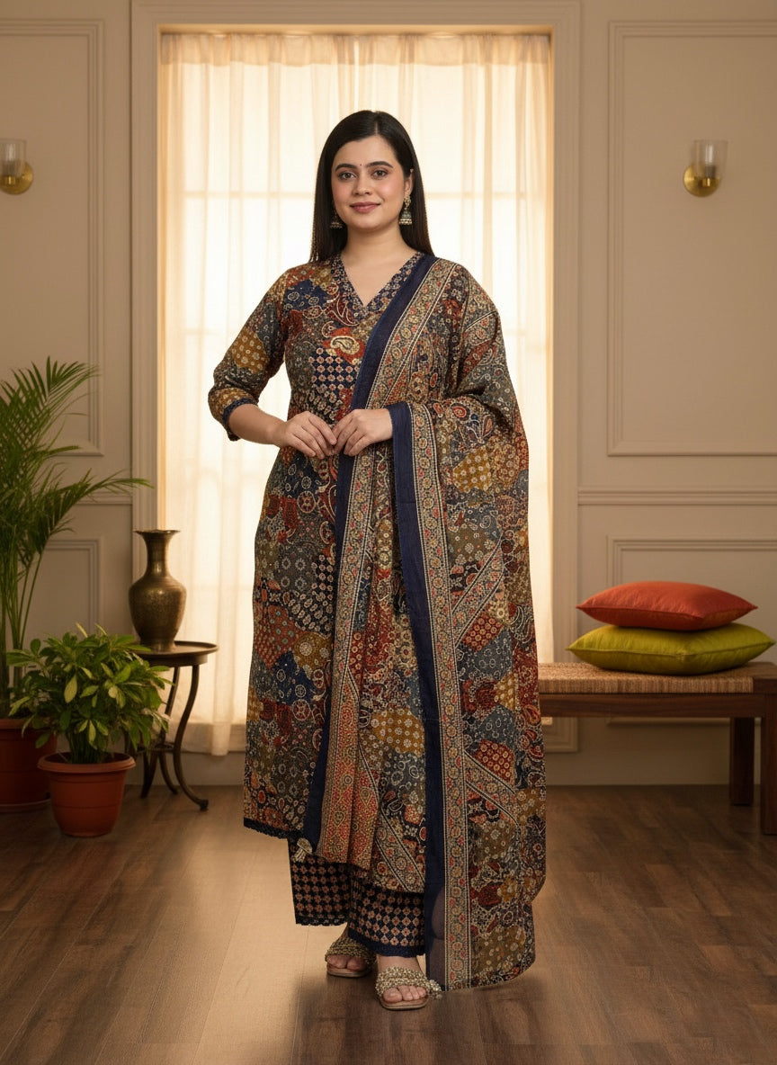 Cotton kurta set for women with dupatta