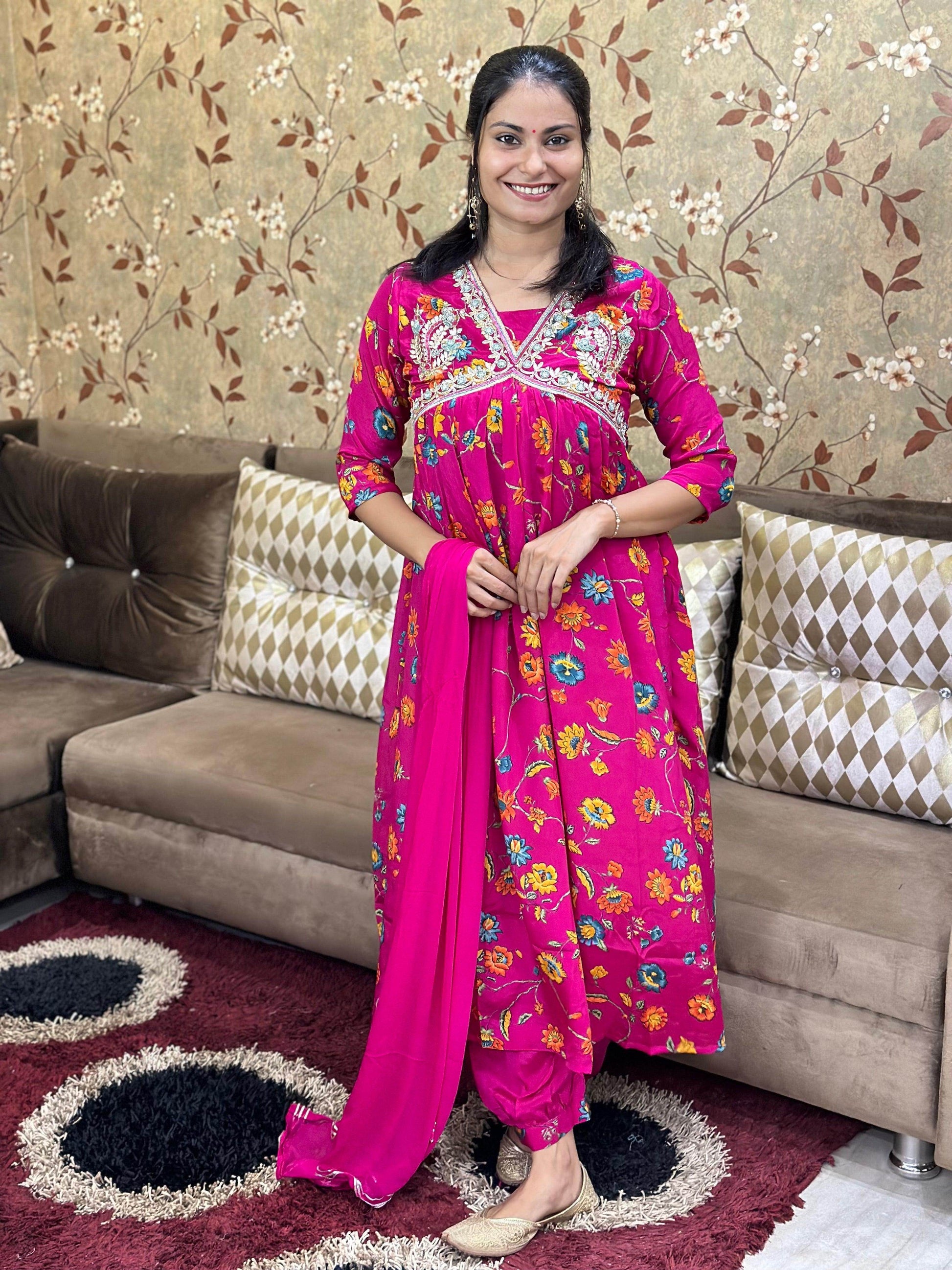 Alia Cut Chinon Suit Set - Vijay Laxmi