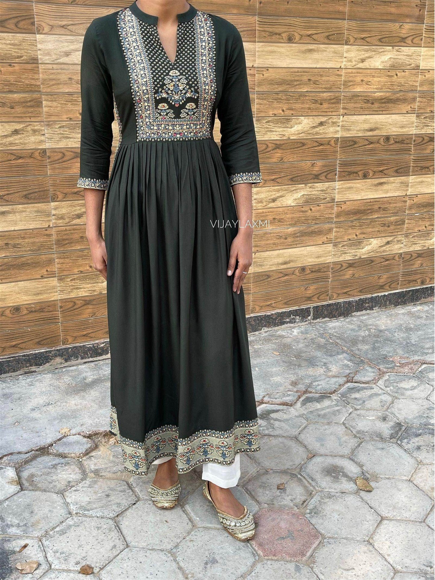 A-Line kurti Olive - Vijay Laxmi