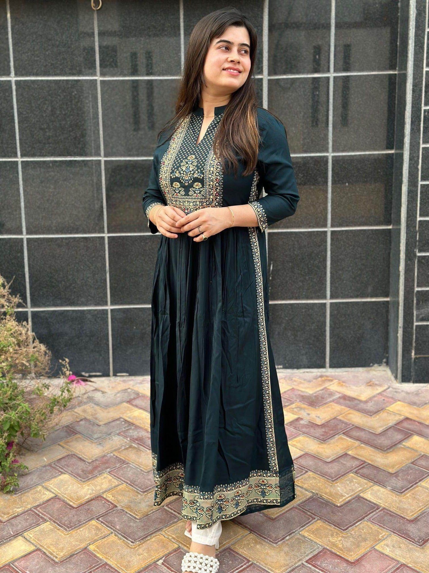 A-Line kurti greyish - Vijay Laxmi