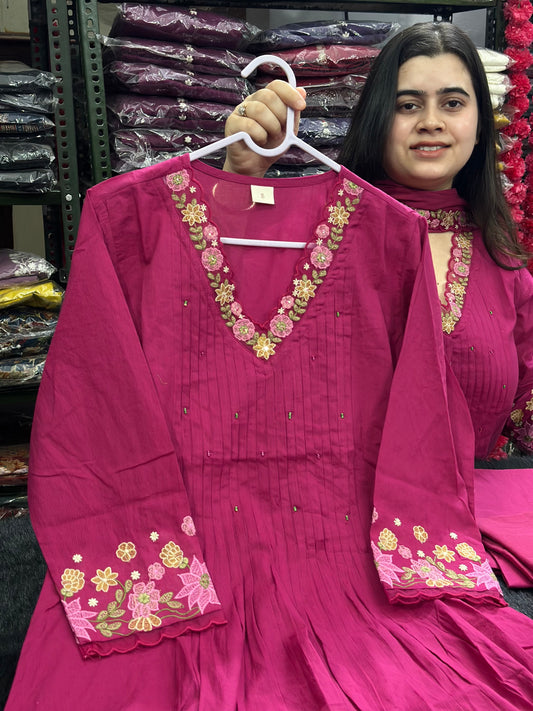 Luxury Soft Cotton kurta set for women with dupatta