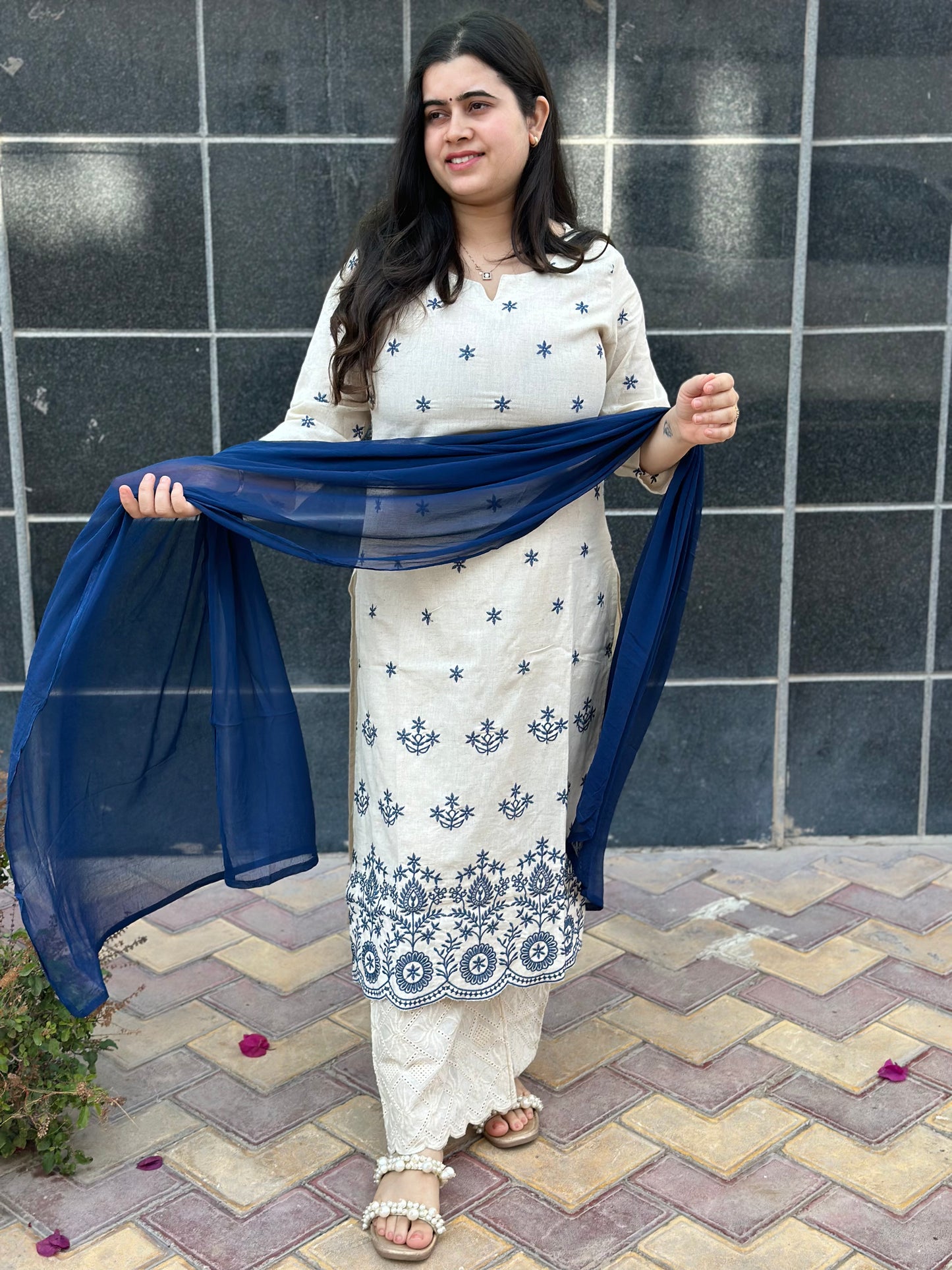 Kiara Cotton Kurta Embroidery Work Kurti Pant And Dupatta