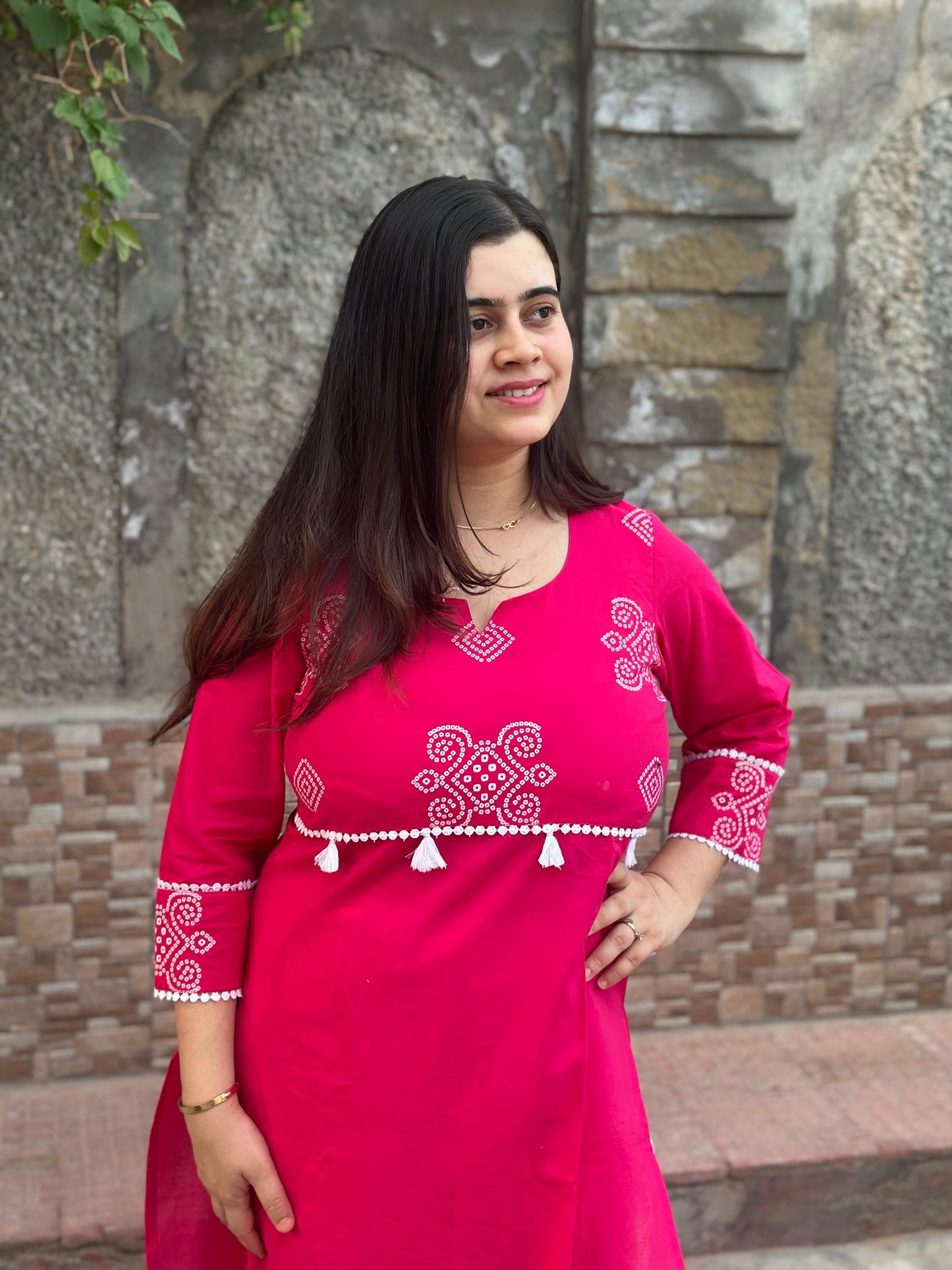 Breathable & Stylish Cotton Kurti Pink