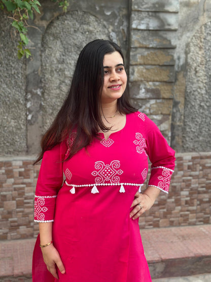 Breathable & Stylish Cotton Kurti Pink
