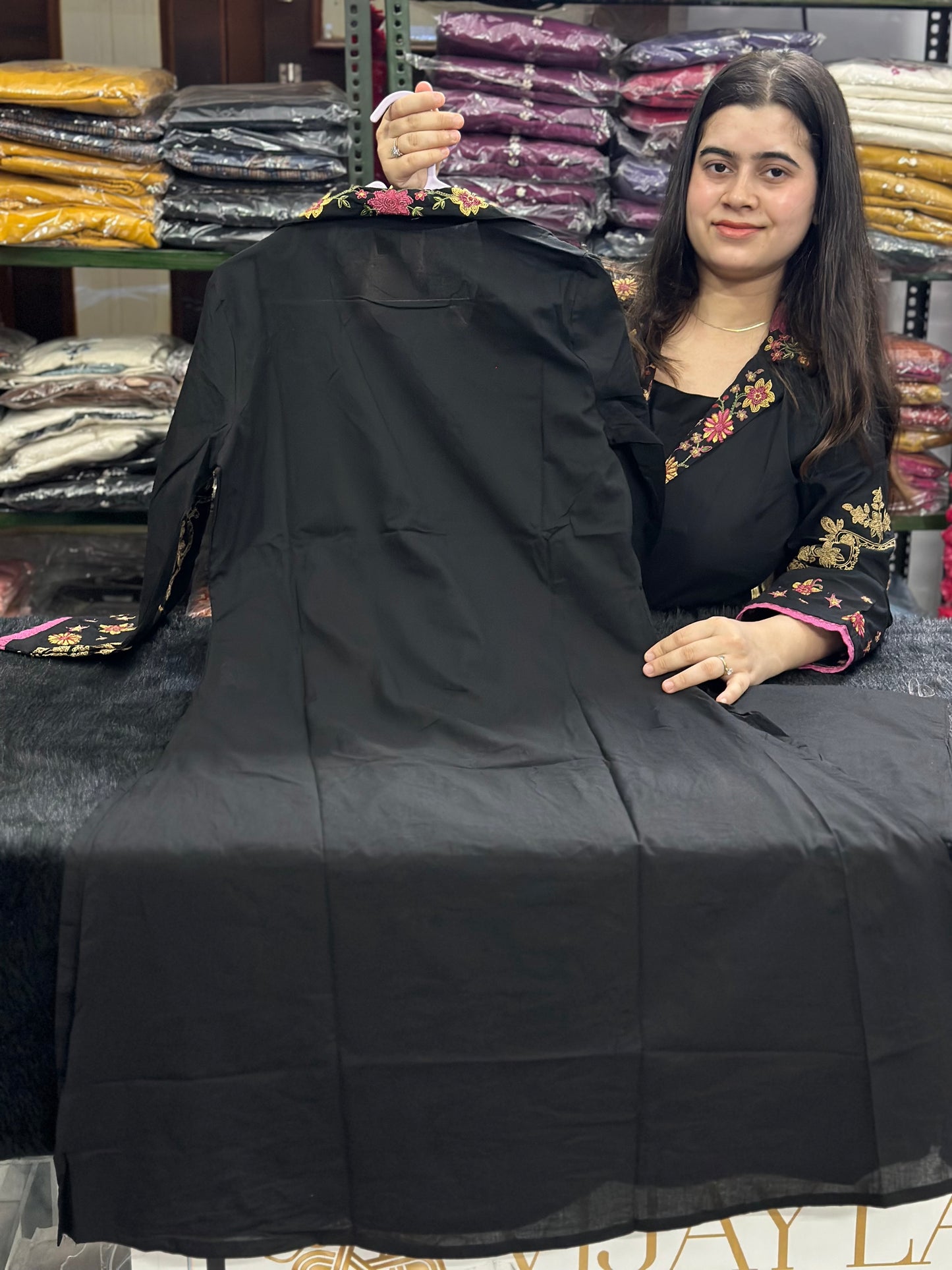 Ultimate Black thread embroidery Kurta Pant Set
