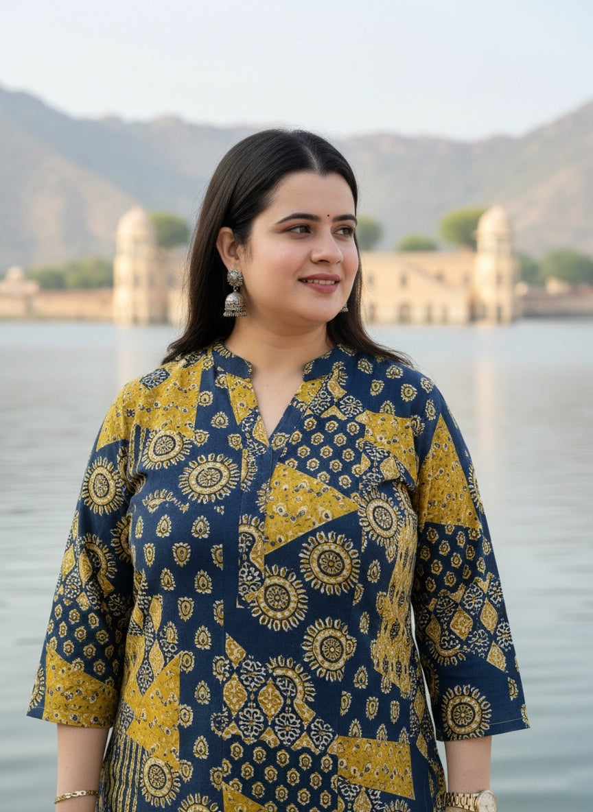 Kalamkari Charm- Handcrafted Heritage Cotton Kurti