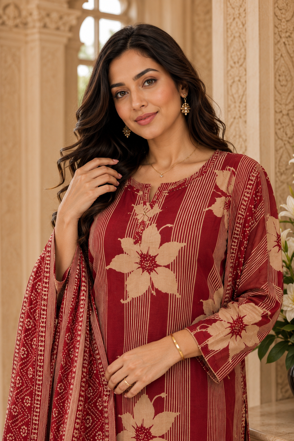 Noor cotton kurta set with pants & dupatta