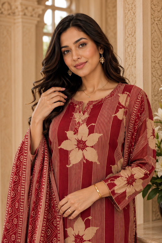 Noor cotton kurta set with pants & dupatta