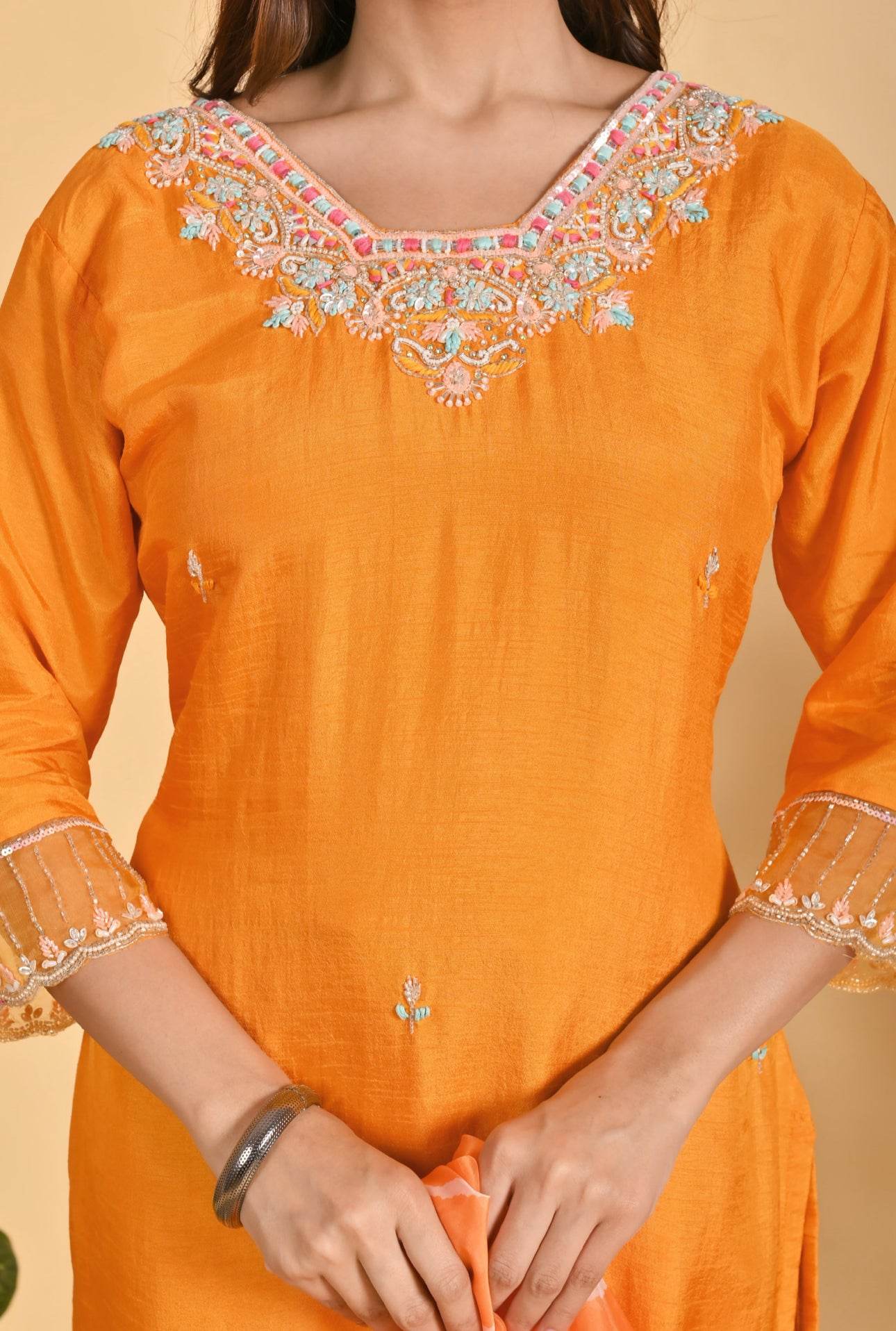 Modal Shimmer Silk Suit - Vijay Laxmi