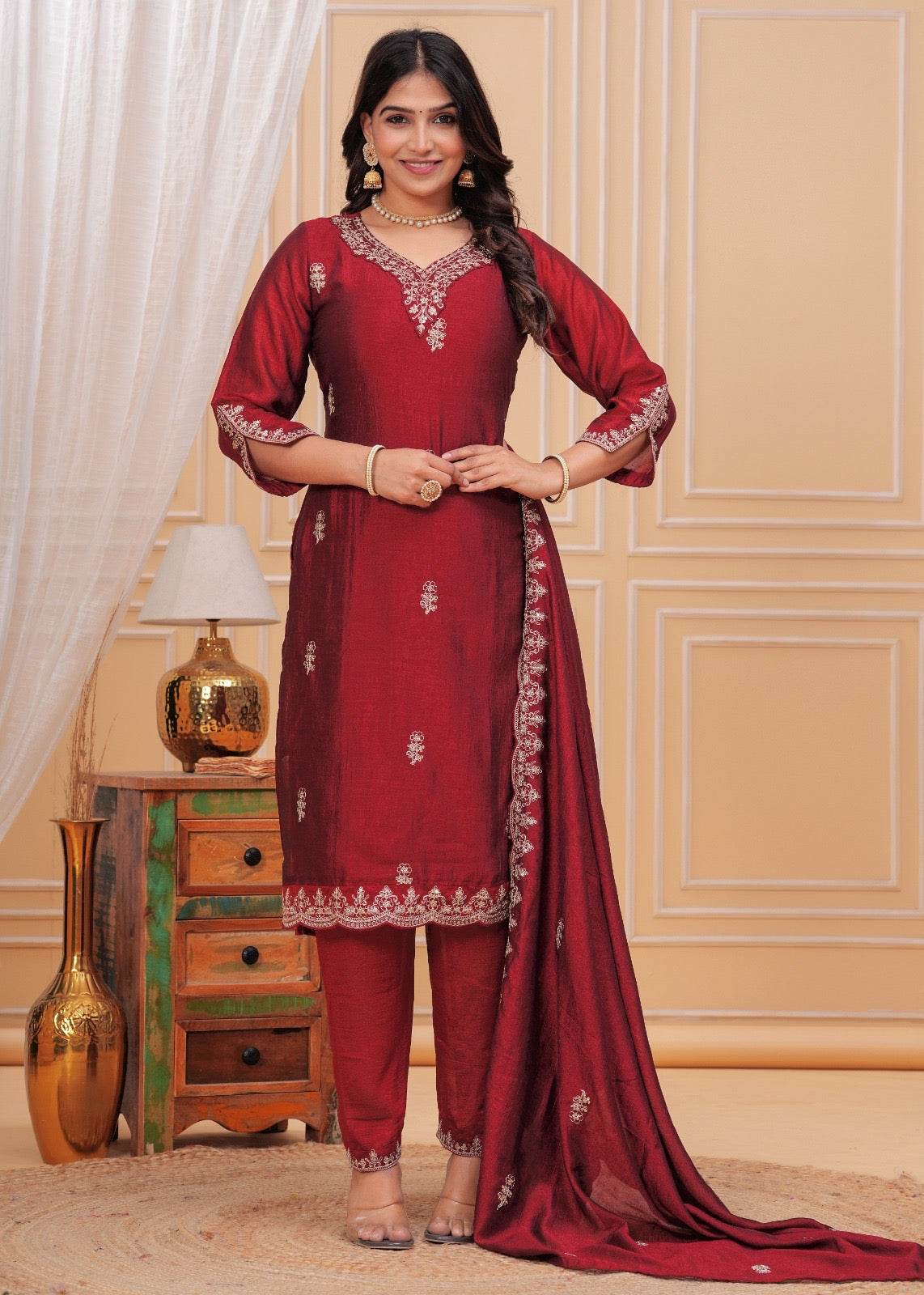 Maharani Dola Silk Suit - Vijay Laxmi