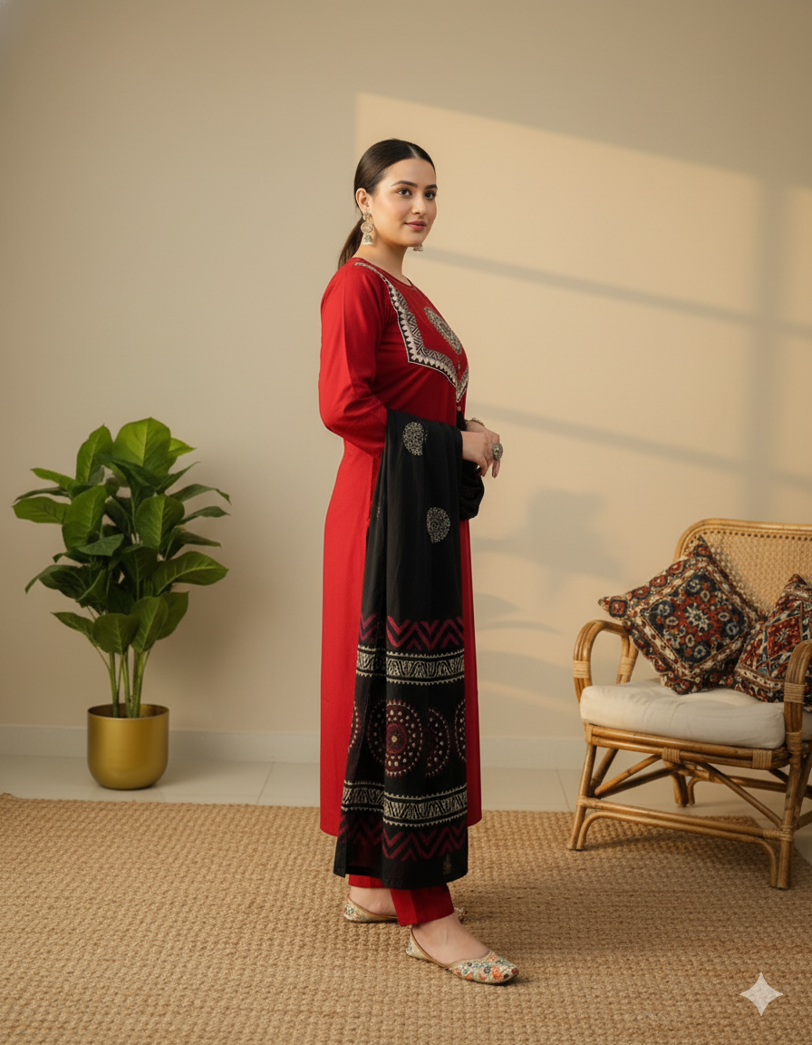 Amayra Arjakh Cotton Kurti Pant Dupatta Set – Thread & Lace