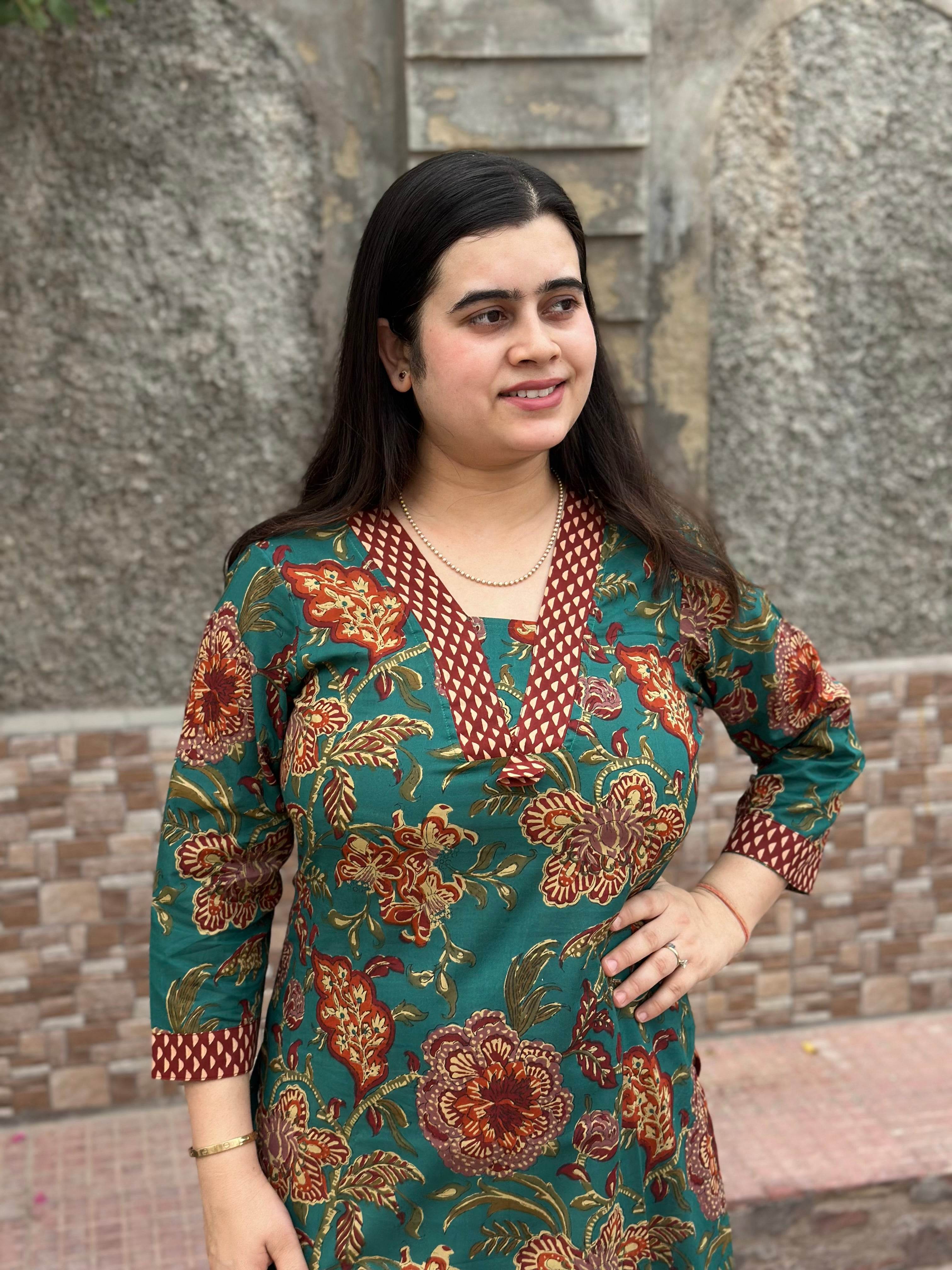 Airy Cotton Long Kurti floral