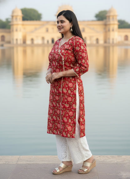 Airy Cotton Long Kurti floral