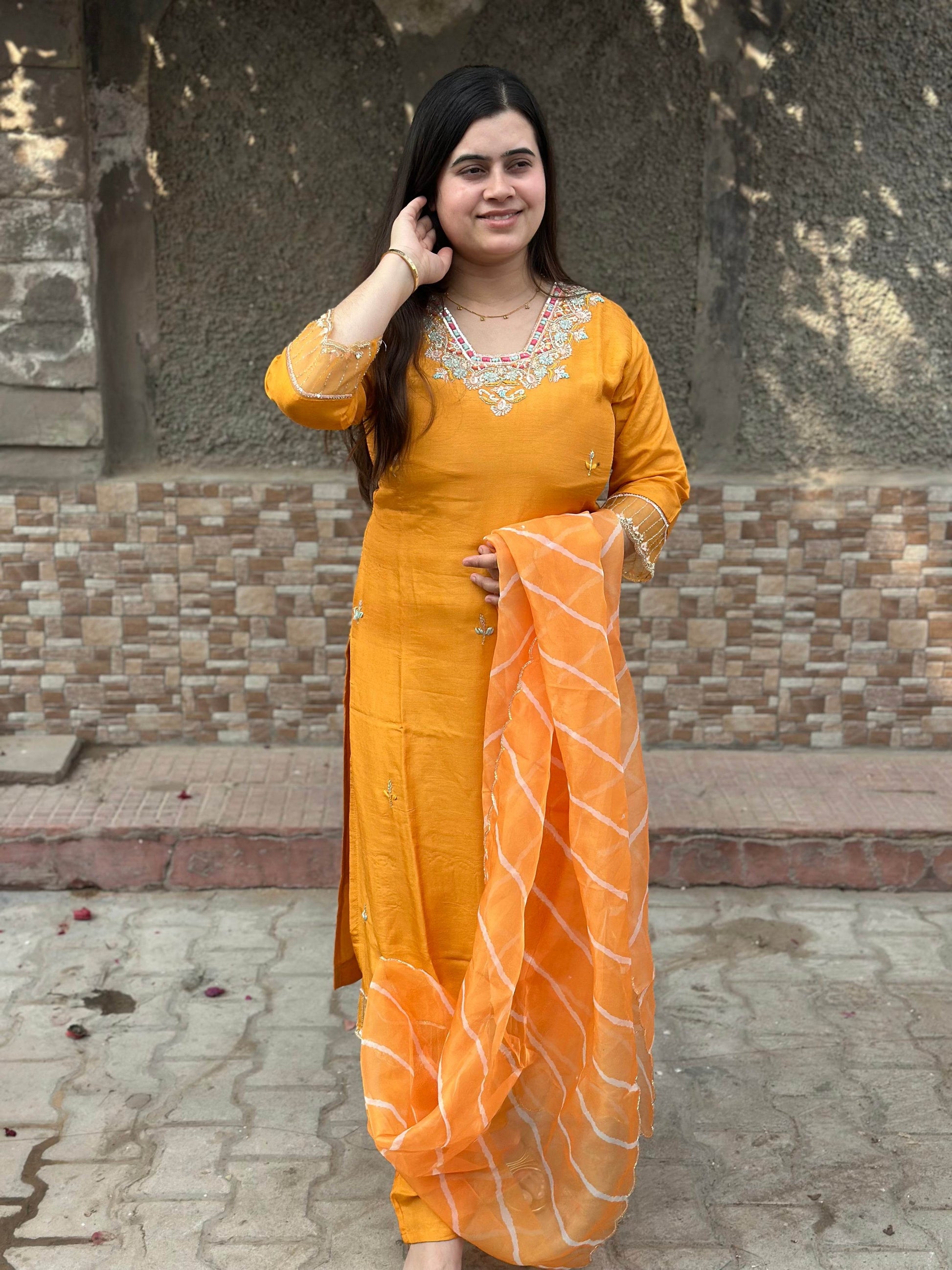 Modal Shimmer Silk Suit - Vijay Laxmi