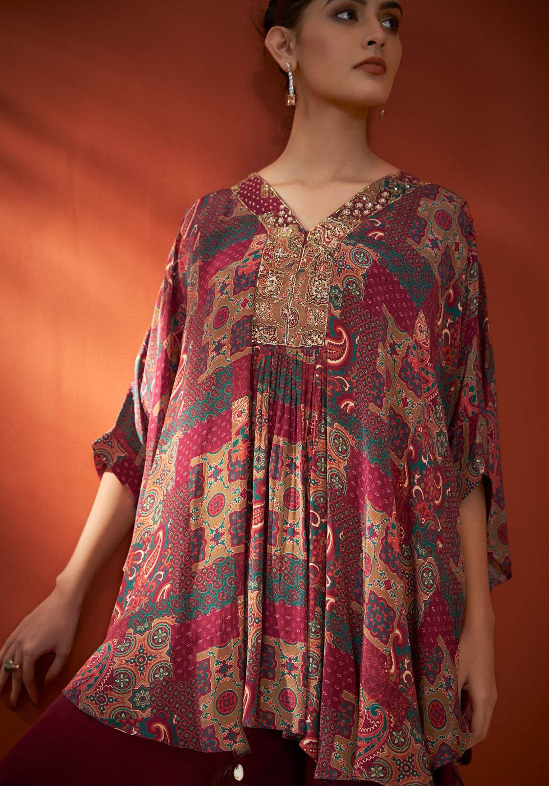 Pure crepe kaftan dress for Women - Vijay Laxmi