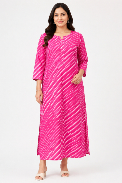 Gulzar Leheriya cotton kurti pink