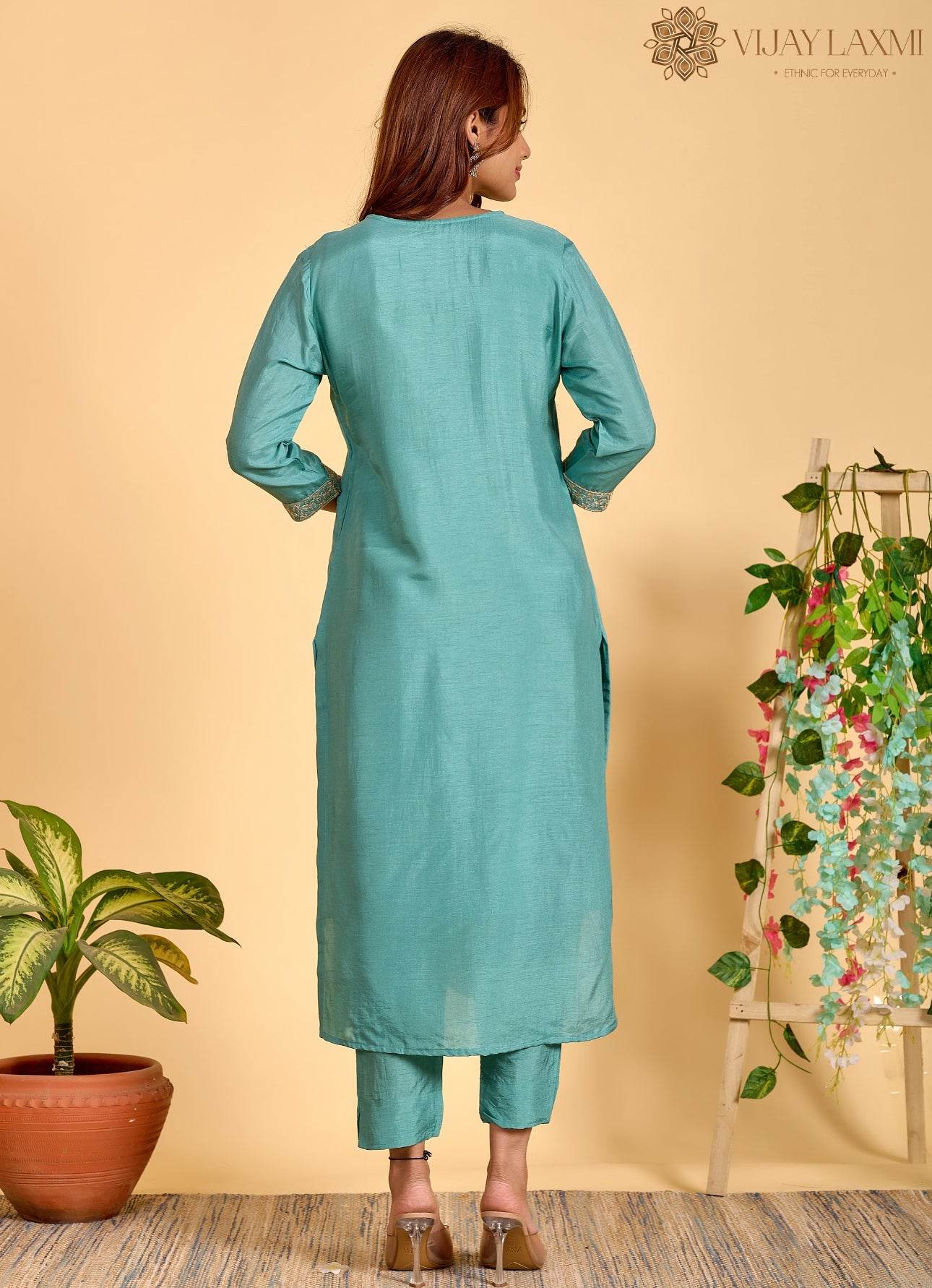 Modal Shimmer Silk Suit - Vijay Laxmi