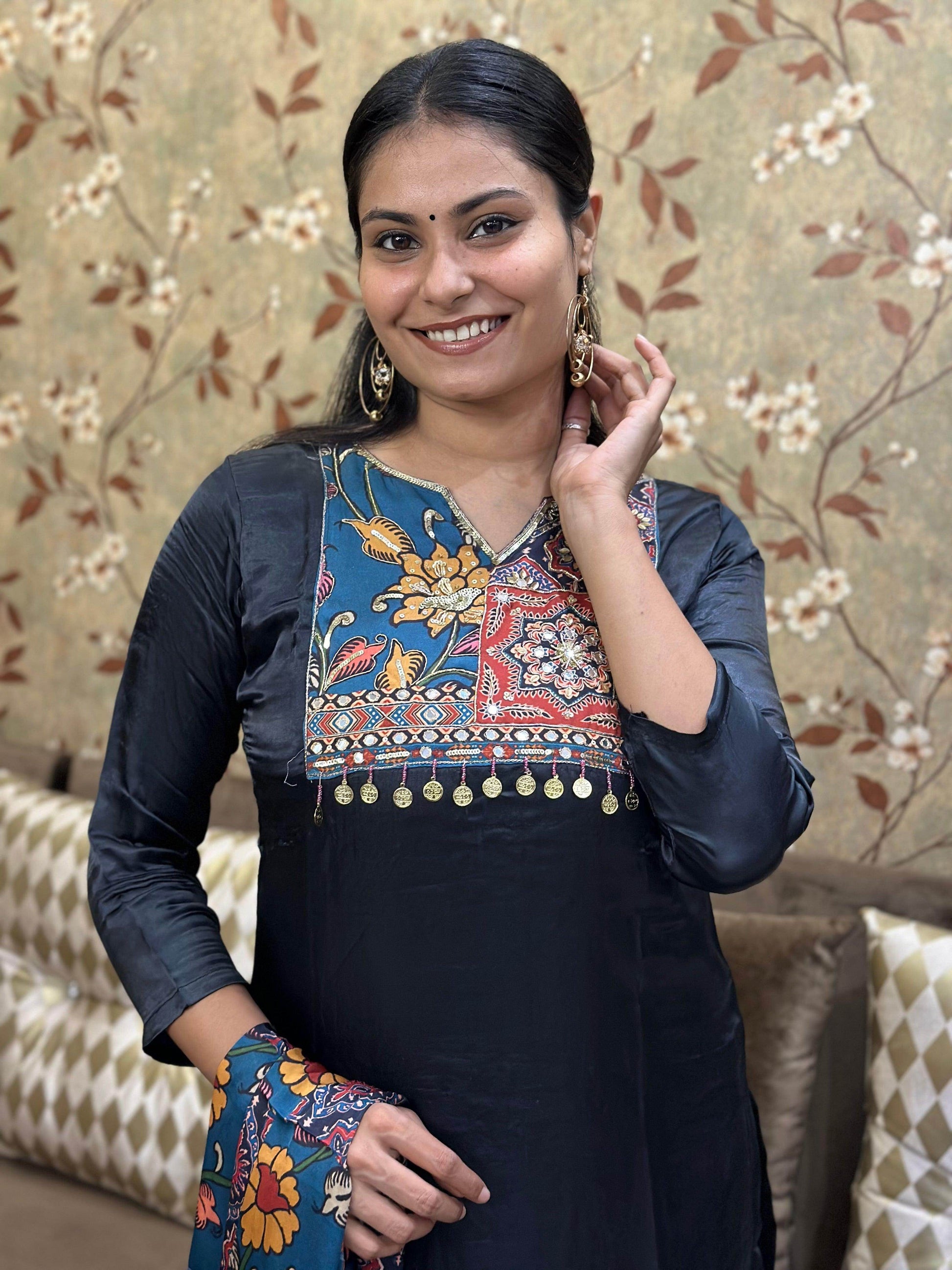 Phulkari Silk suit - Vijay Laxmi